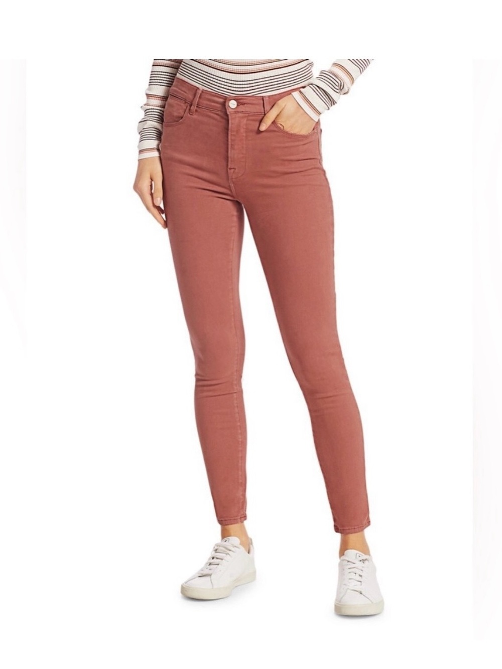 Frame Le High Skinny jeans women 24 rosewood stretchy ankle salmon pink pants